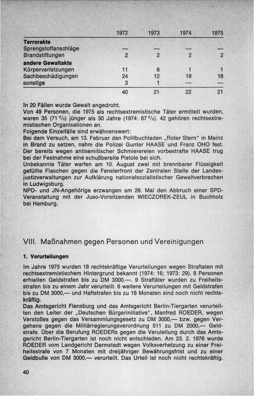 Seite 40 des Verfassungsschutzbericht 1975 Bund