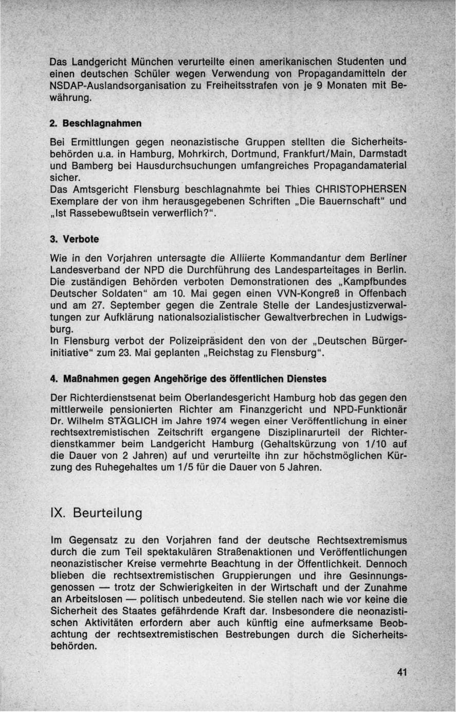 Seite 41 des Verfassungsschutzbericht 1975 Bund