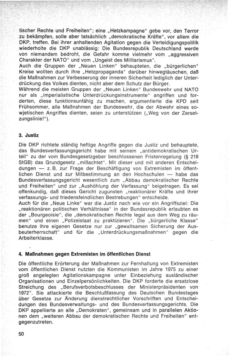 Seite 50 des Verfassungsschutzbericht 1975 Bund