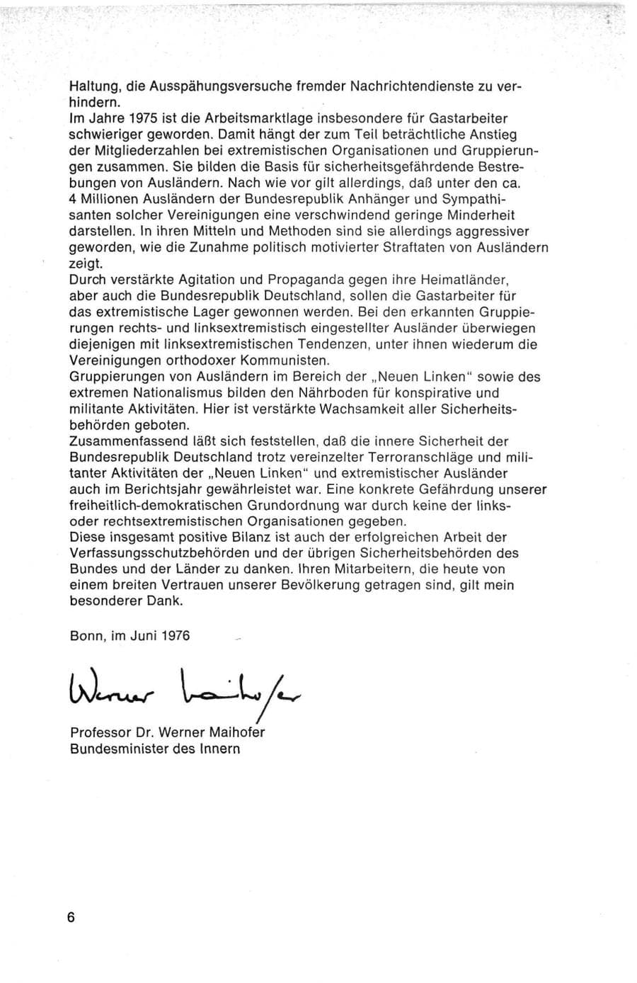 Seite 6 des Verfassungsschutzbericht 1975 Bund