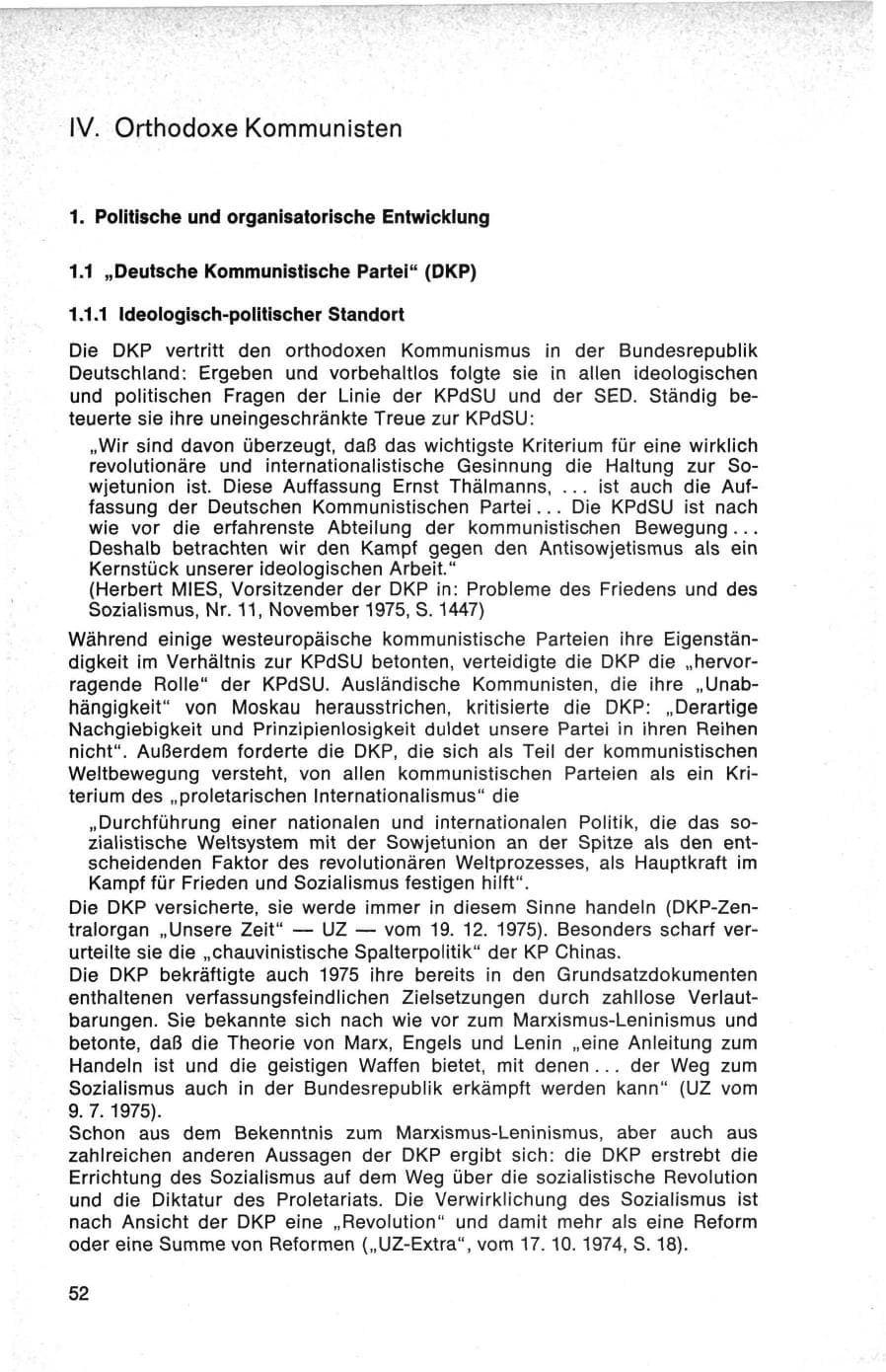Seite 52 des Verfassungsschutzbericht 1975 Bund