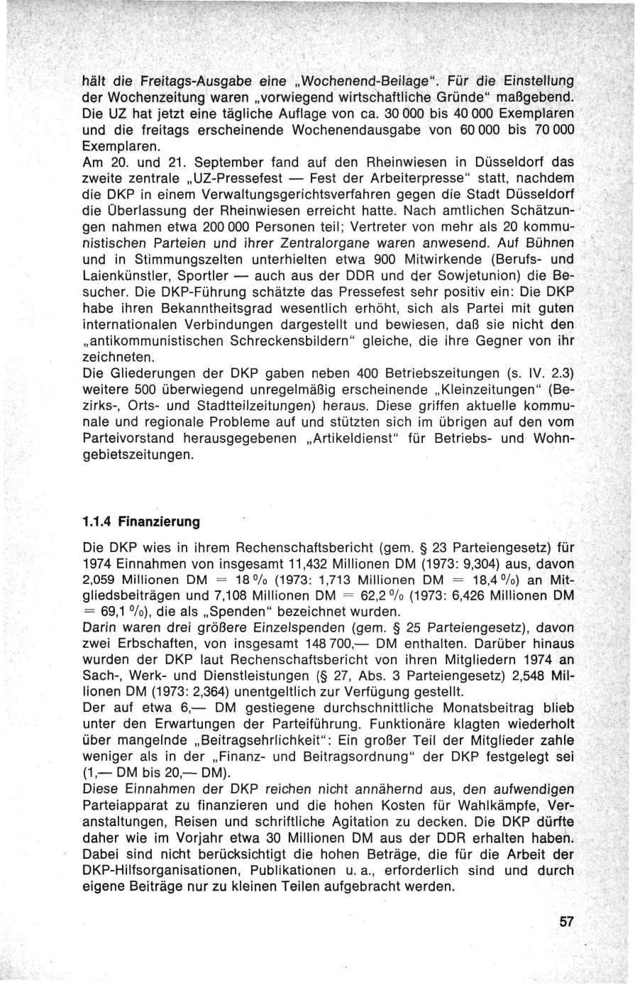Seite 57 des Verfassungsschutzbericht 1975 Bund