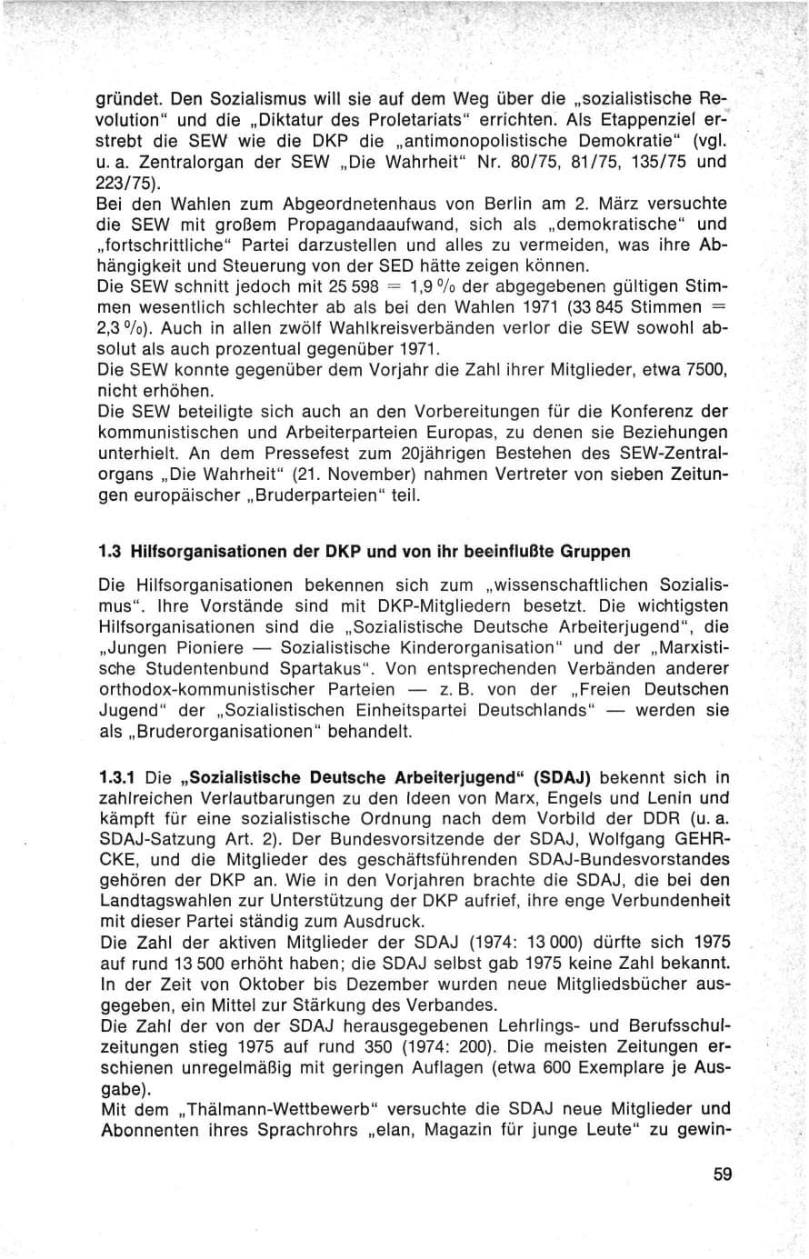 Seite 59 des Verfassungsschutzbericht 1975 Bund