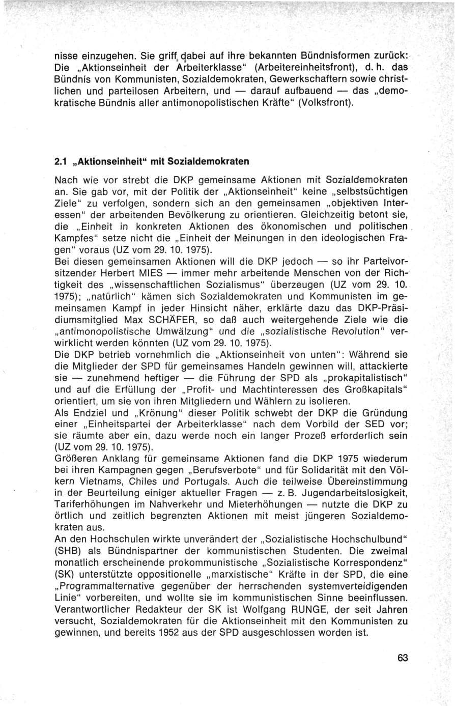 Seite 63 des Verfassungsschutzbericht 1975 Bund