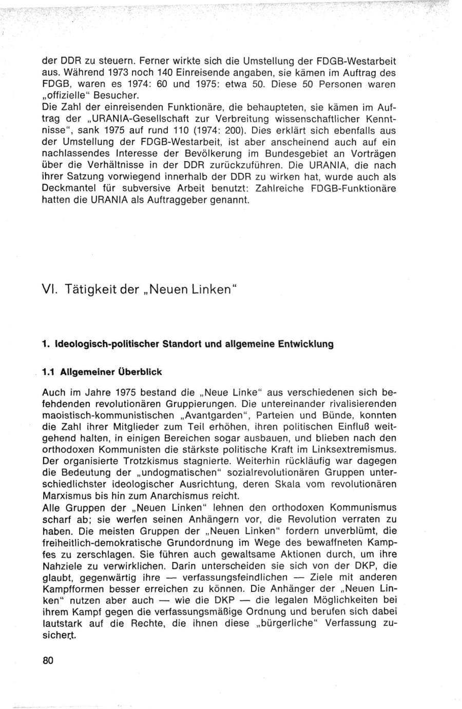 Seite 80 des Verfassungsschutzbericht 1975 Bund