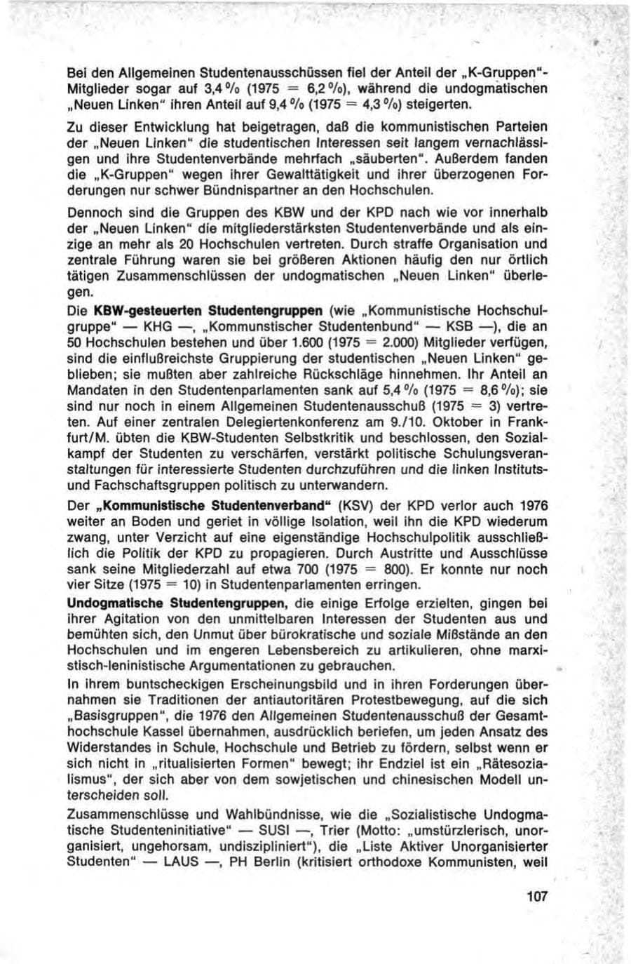 Seite 107 des Verfassungsschutzbericht 1976 Bund