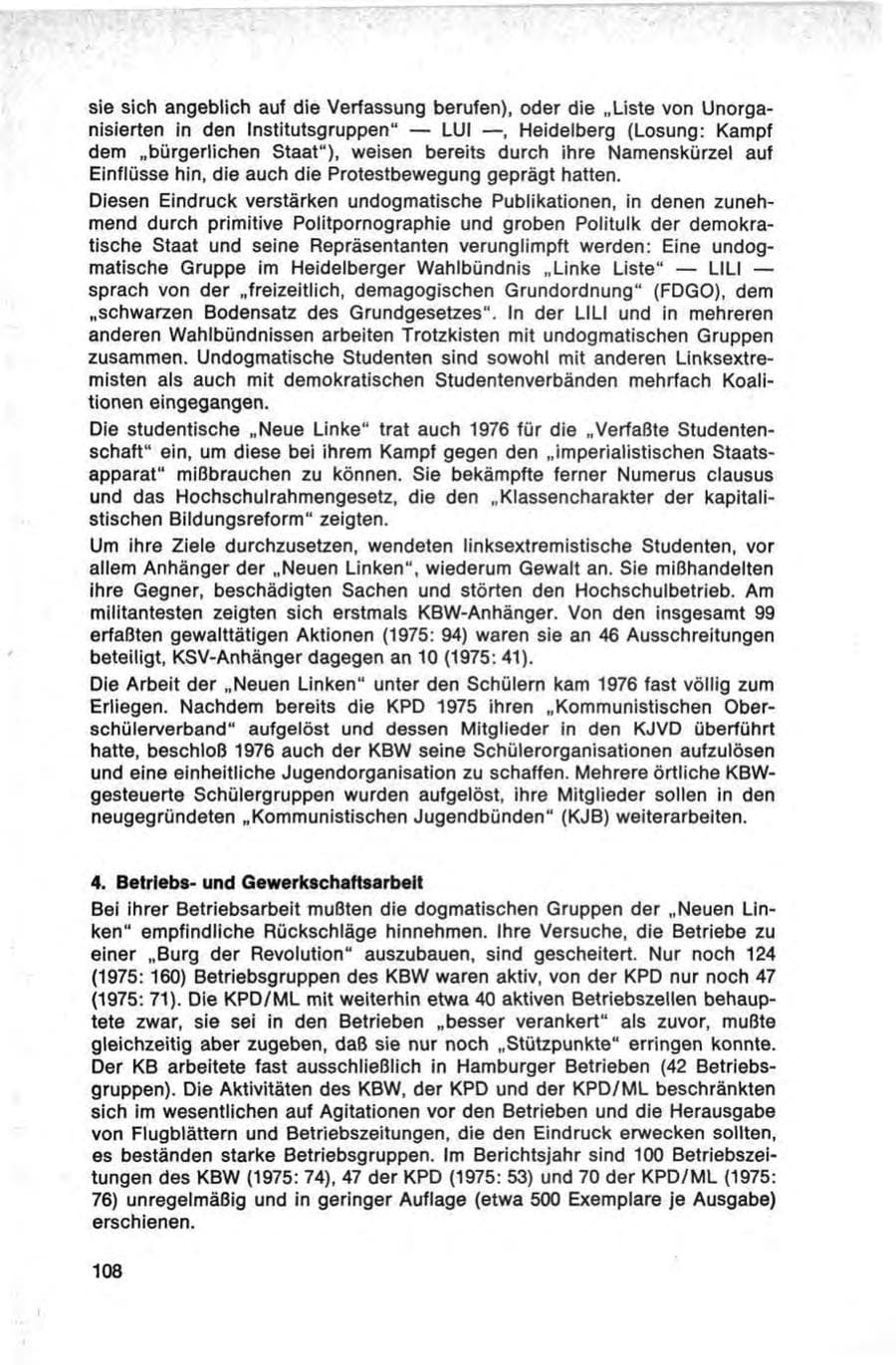 Seite 108 des Verfassungsschutzbericht 1976 Bund
