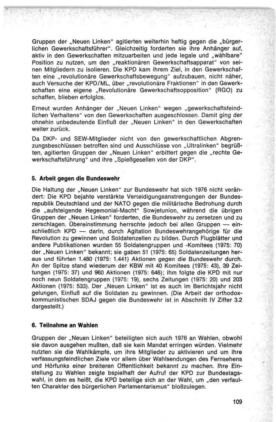 Seite 109 des Verfassungsschutzbericht 1976 Bund
