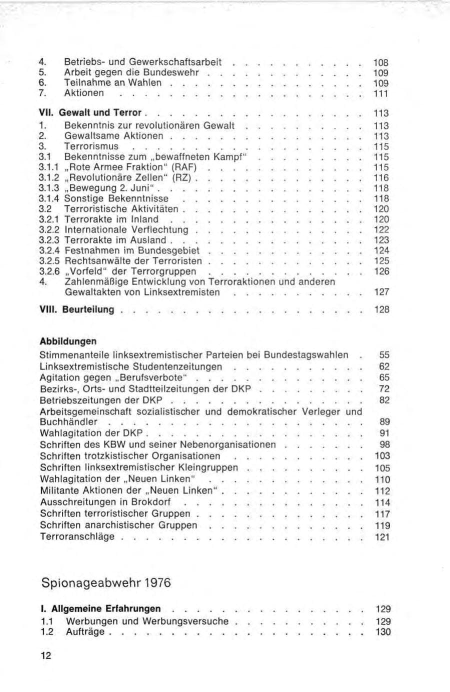 Seite 12 des Verfassungsschutzbericht 1976 Bund