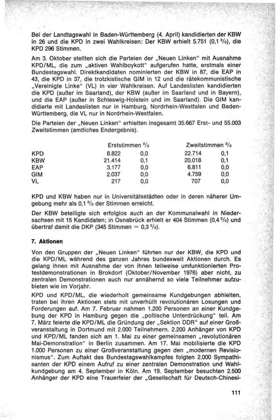 Seite 111 des Verfassungsschutzbericht 1976 Bund