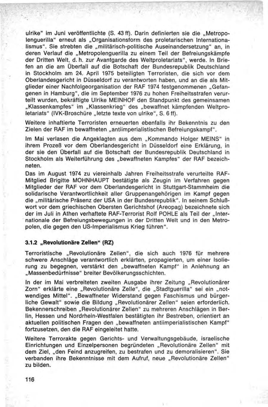Seite 116 des Verfassungsschutzbericht 1976 Bund