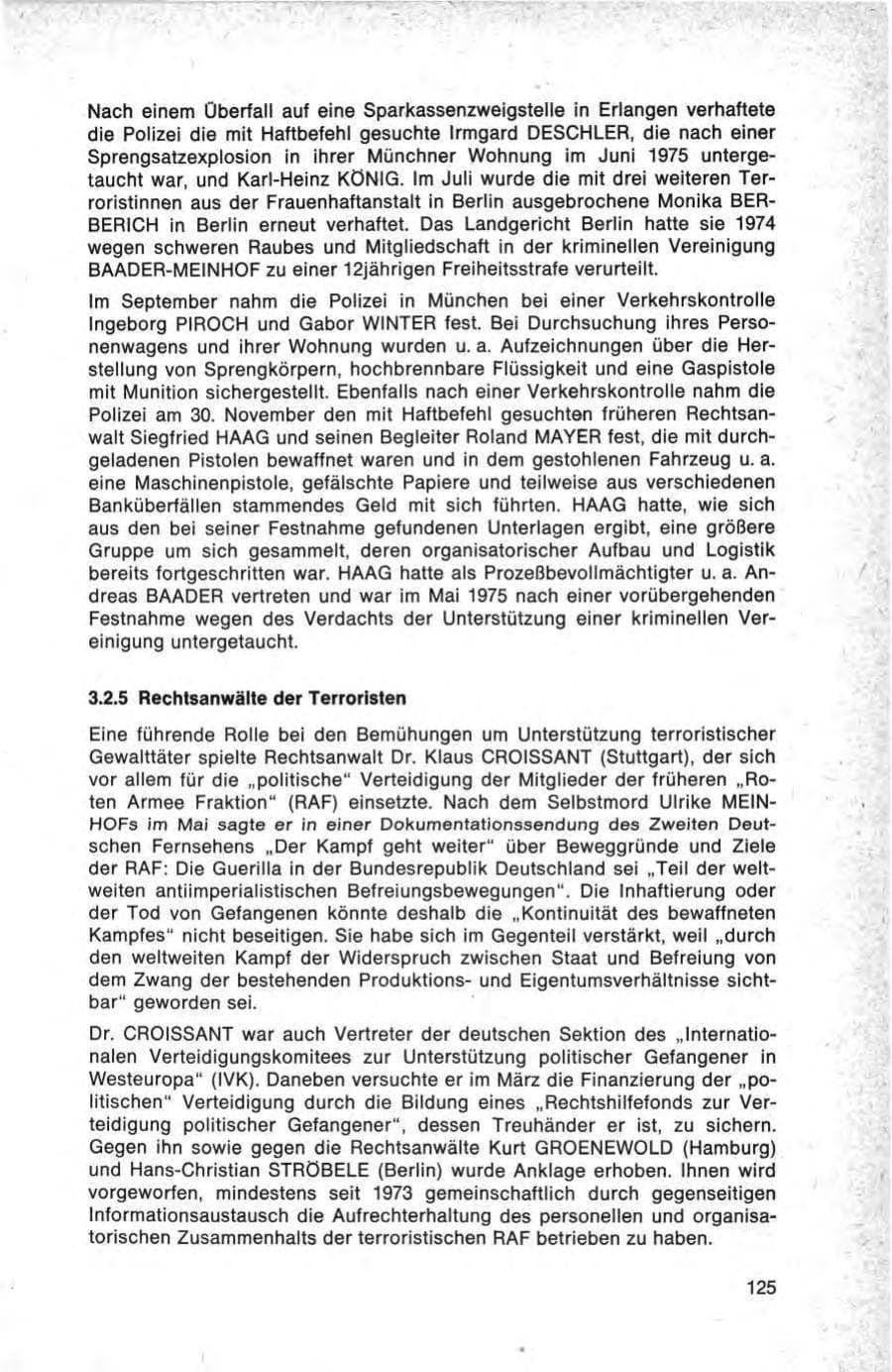 Seite 125 des Verfassungsschutzbericht 1976 Bund