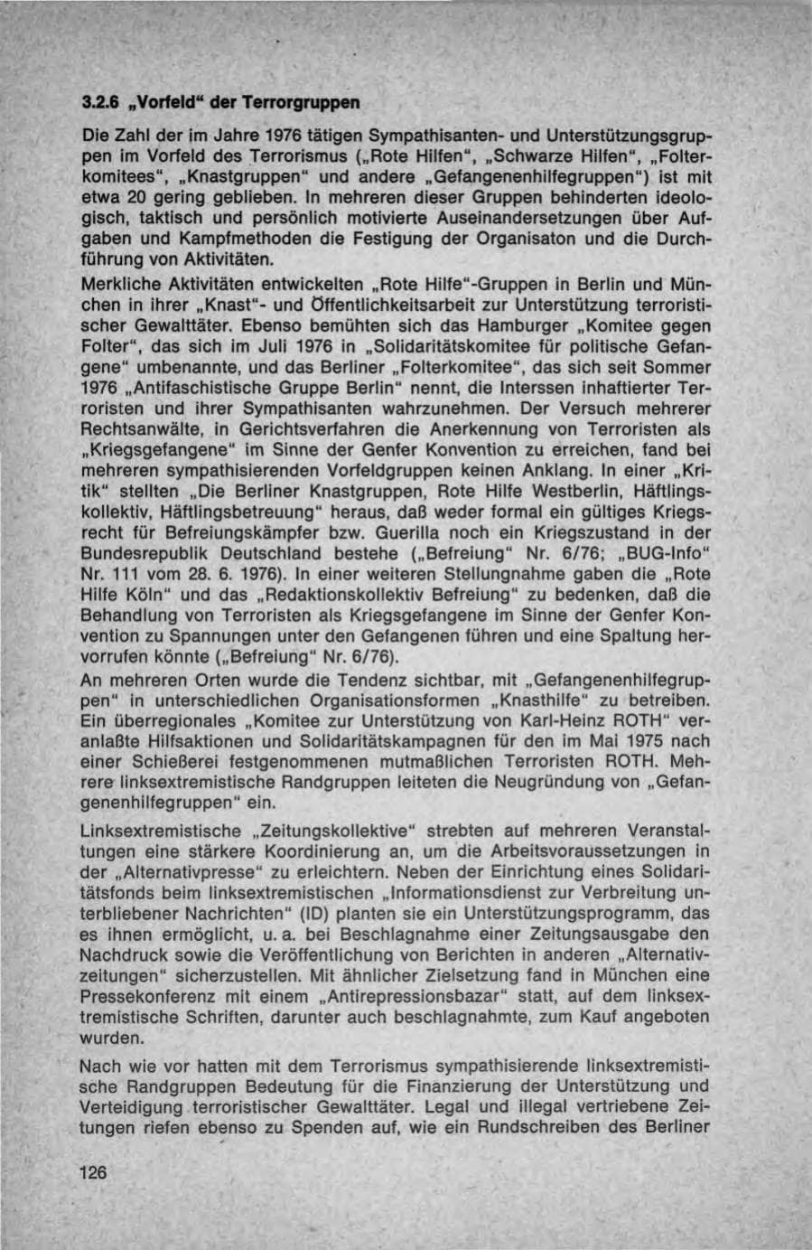 Seite 126 des Verfassungsschutzbericht 1976 Bund