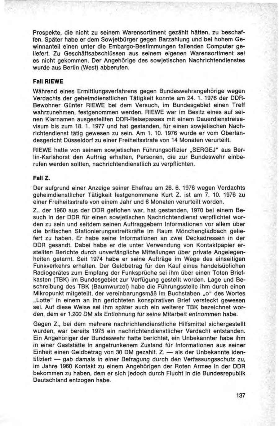 Seite 137 des Verfassungsschutzbericht 1976 Bund