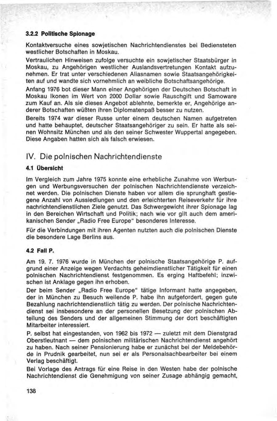 Seite 138 des Verfassungsschutzbericht 1976 Bund