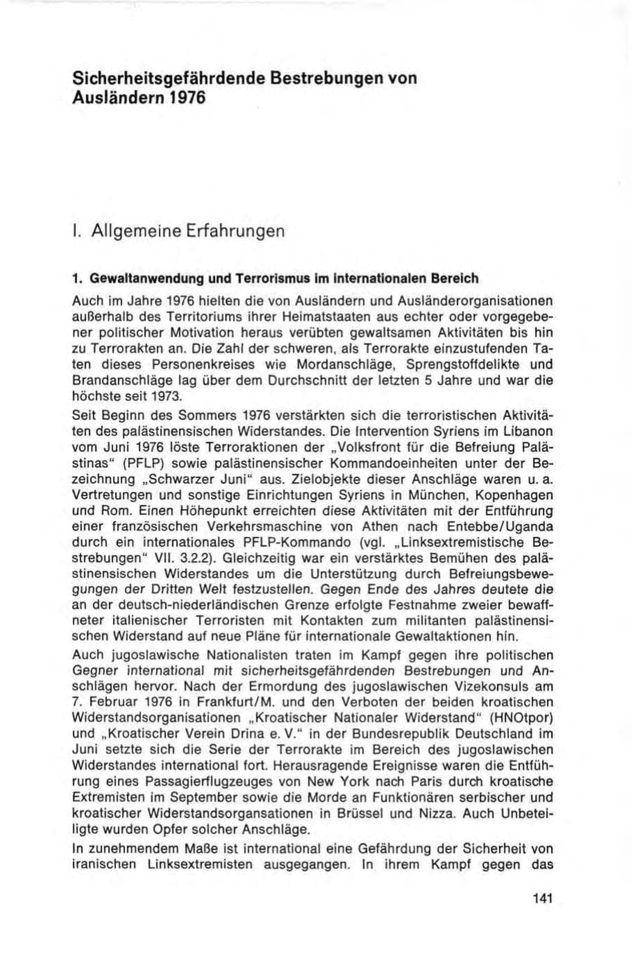Seite 141 des Verfassungsschutzbericht 1976 Bund
