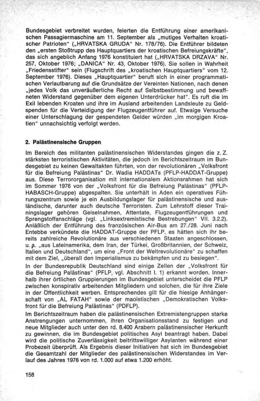 Seite 158 des Verfassungsschutzbericht 1976 Bund