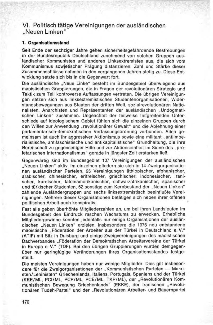 Seite 170 des Verfassungsschutzbericht 1976 Bund