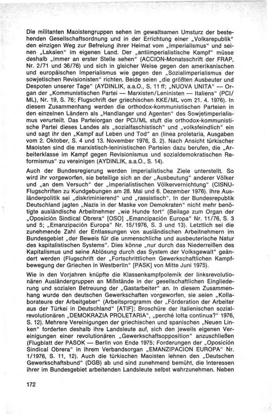 Seite 172 des Verfassungsschutzbericht 1976 Bund