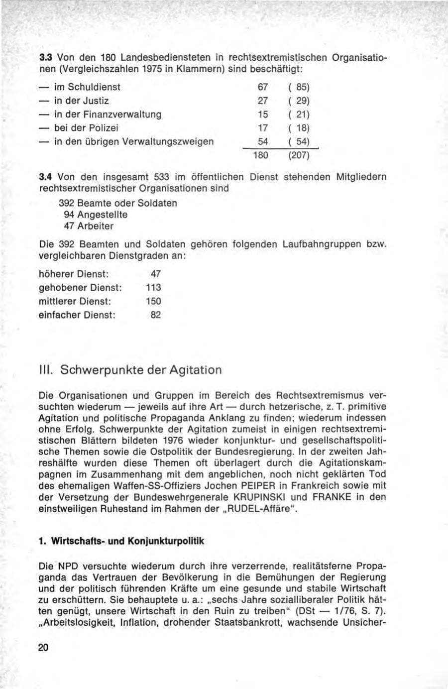 Seite 20 des Verfassungsschutzbericht 1976 Bund