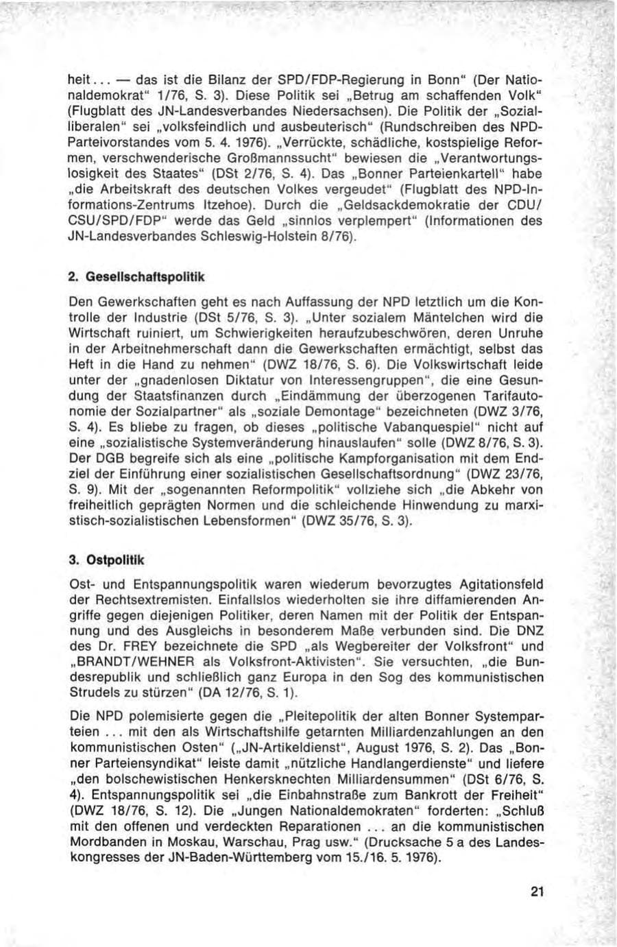 Seite 21 des Verfassungsschutzbericht 1976 Bund
