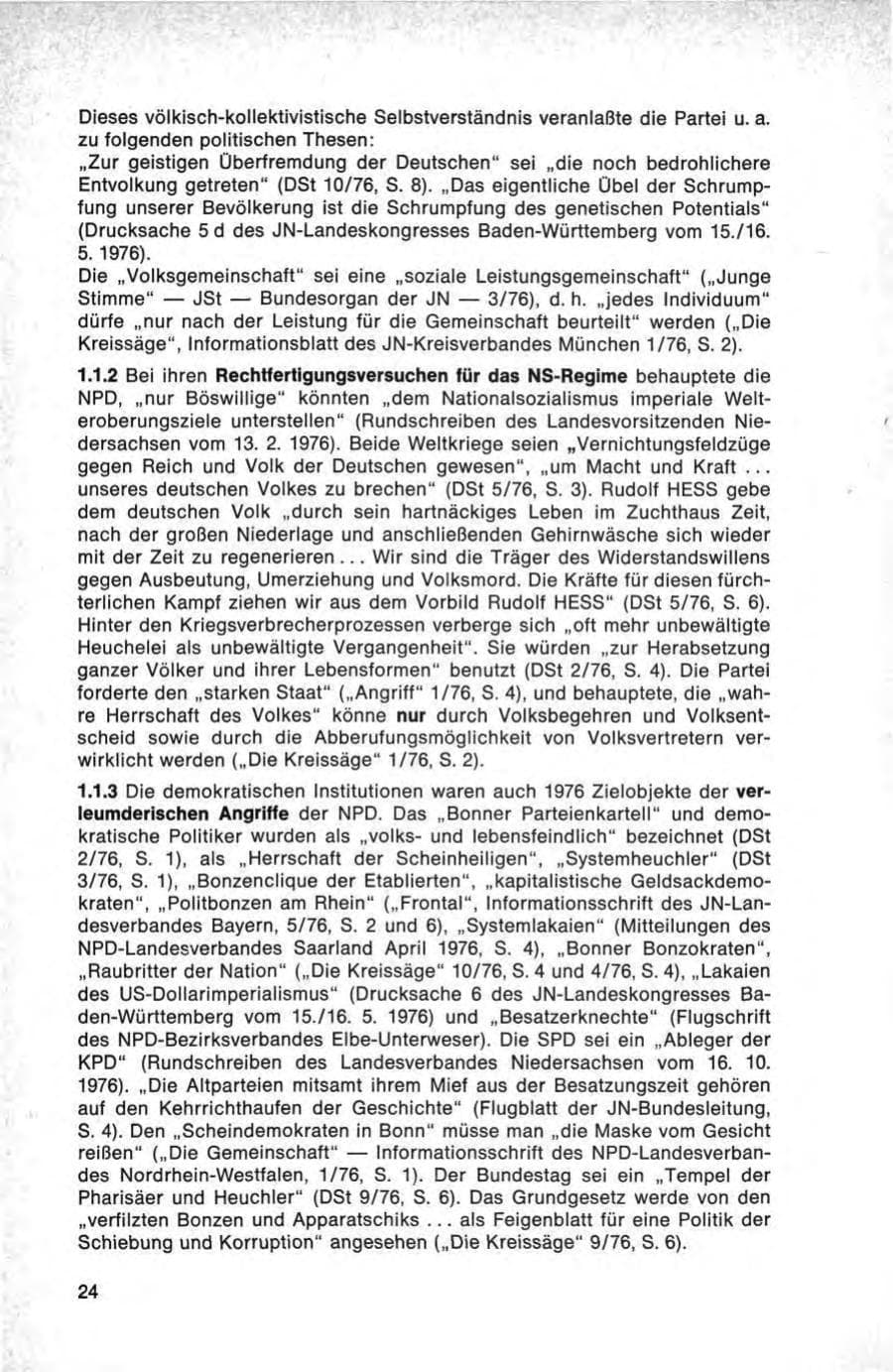 Seite 24 des Verfassungsschutzbericht 1976 Bund