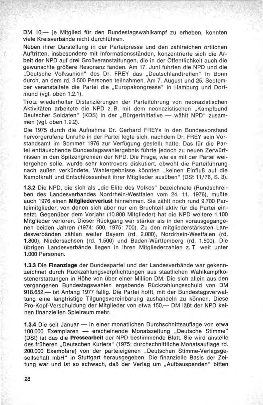 Seite 28 des Verfassungsschutzbericht 1976 Bund