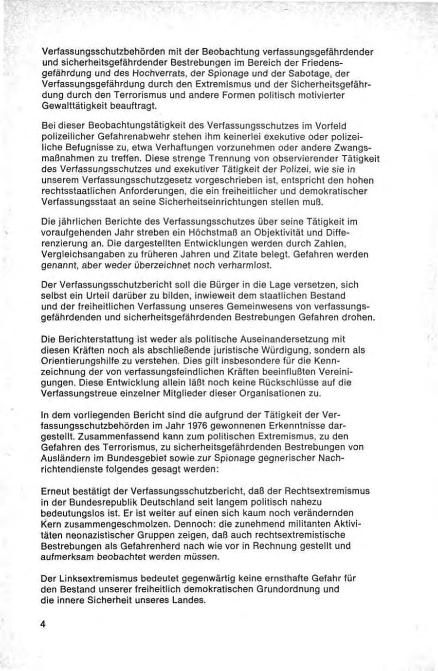 Seite 4 des Verfassungsschutzbericht 1976 Bund