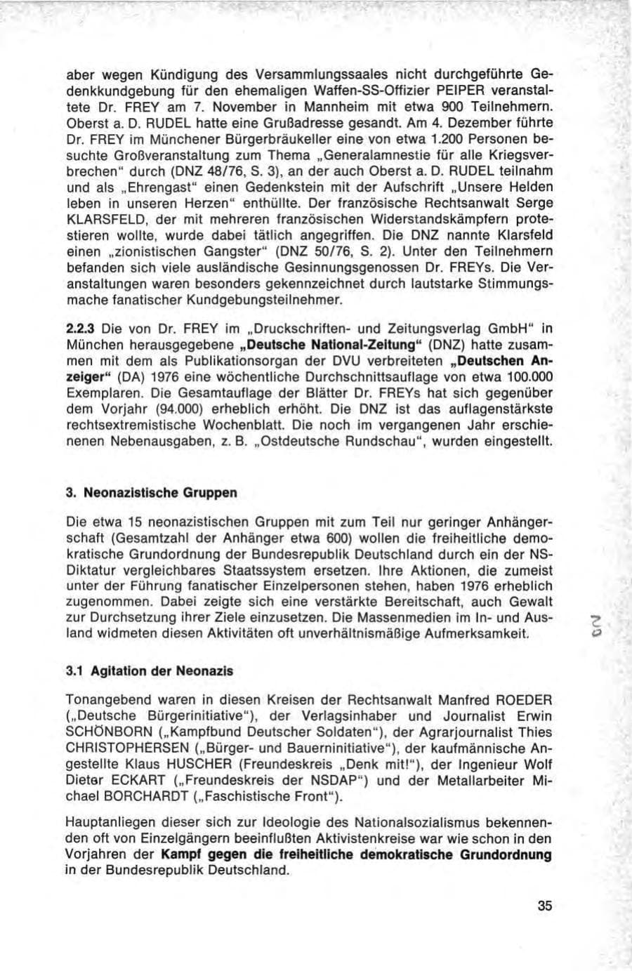 Seite 35 des Verfassungsschutzbericht 1976 Bund