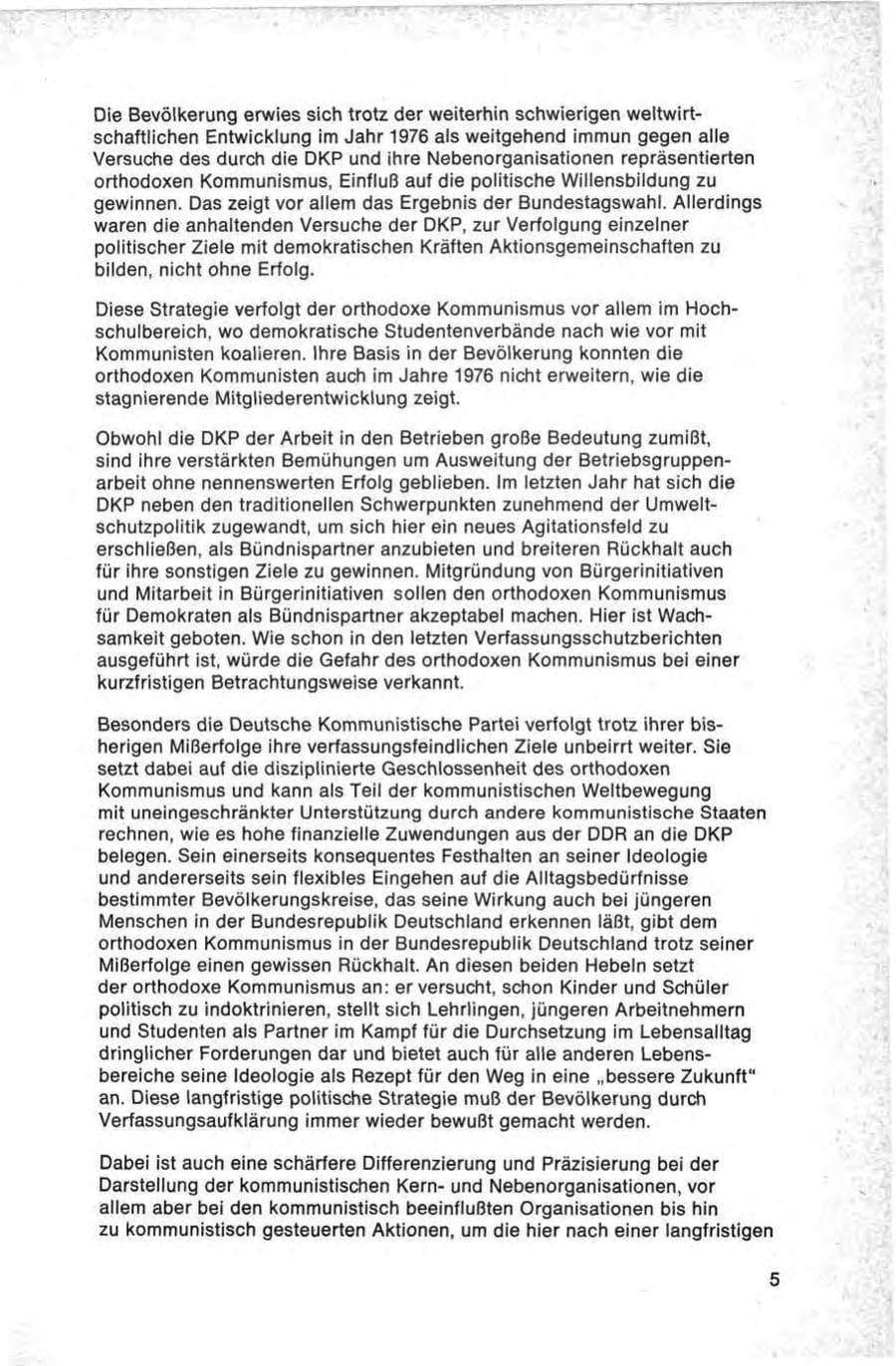 Seite 5 des Verfassungsschutzbericht 1976 Bund