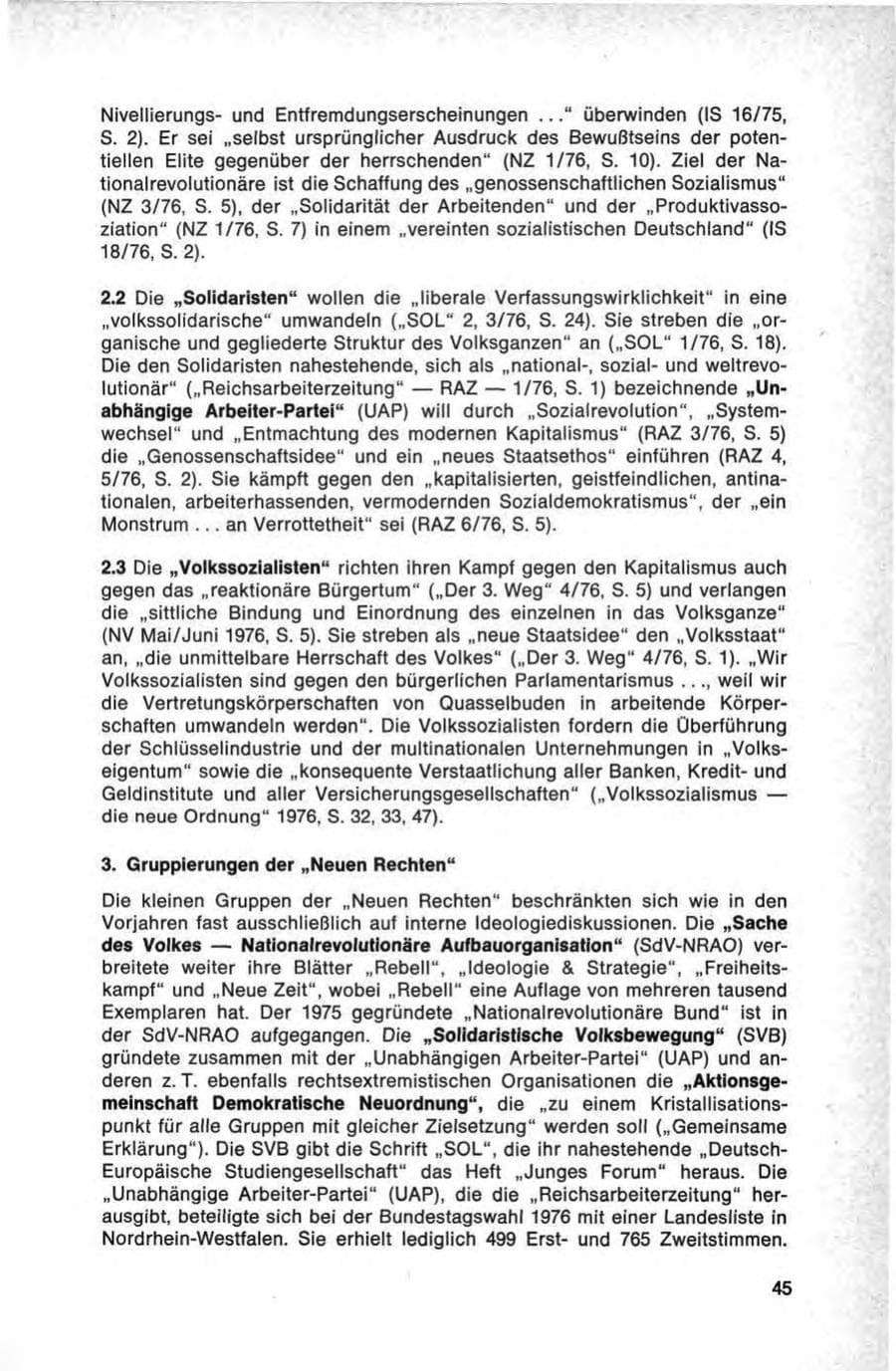 Seite 45 des Verfassungsschutzbericht 1976 Bund
