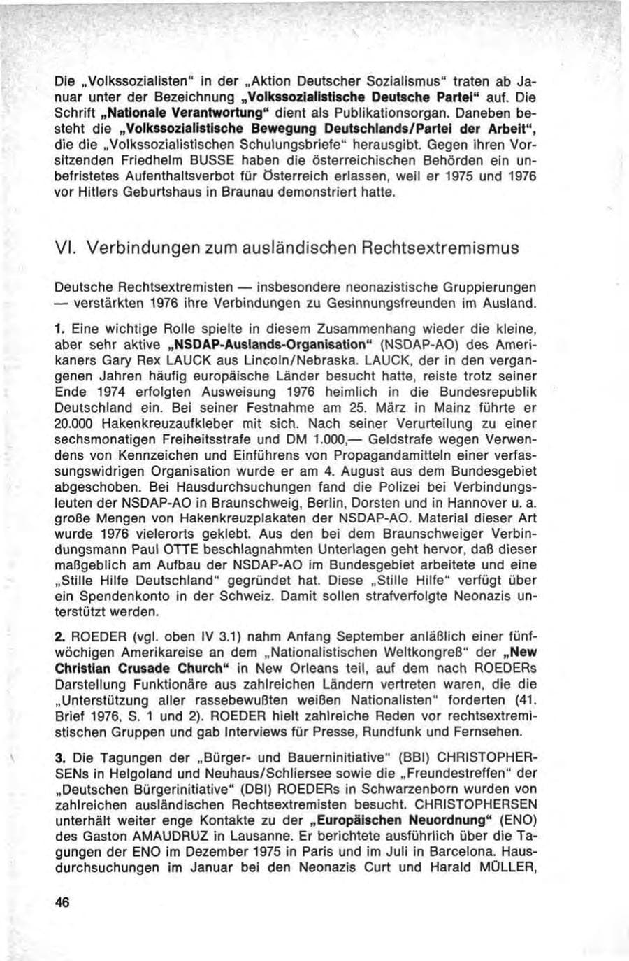 Seite 46 des Verfassungsschutzbericht 1976 Bund