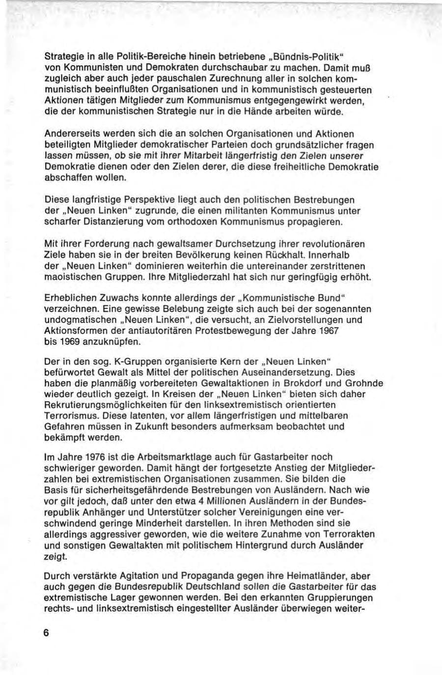 Seite 6 des Verfassungsschutzbericht 1976 Bund