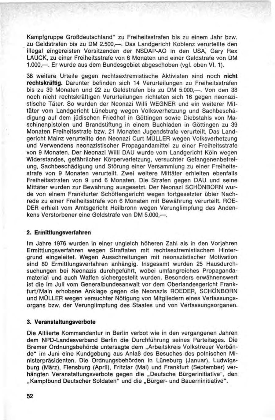Seite 52 des Verfassungsschutzbericht 1976 Bund