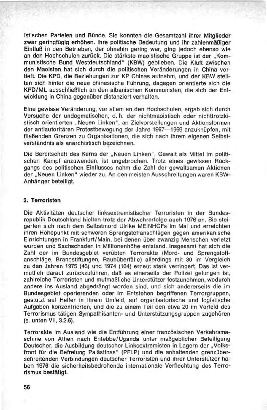 Seite 56 des Verfassungsschutzbericht 1976 Bund