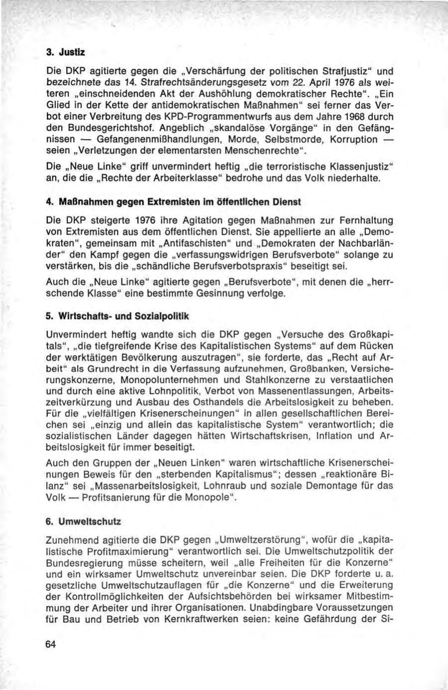 Seite 64 des Verfassungsschutzbericht 1976 Bund