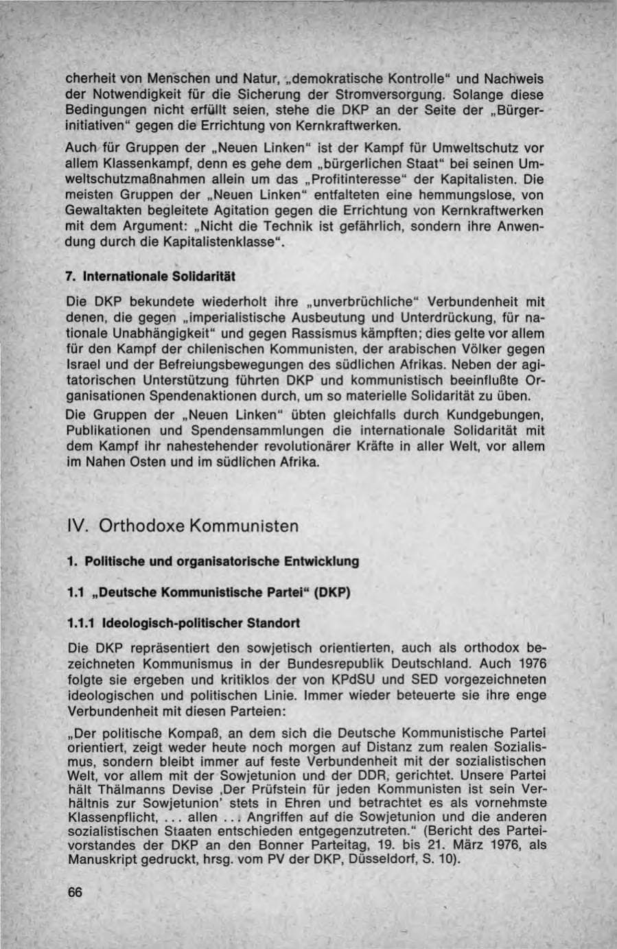 Seite 66 des Verfassungsschutzbericht 1976 Bund