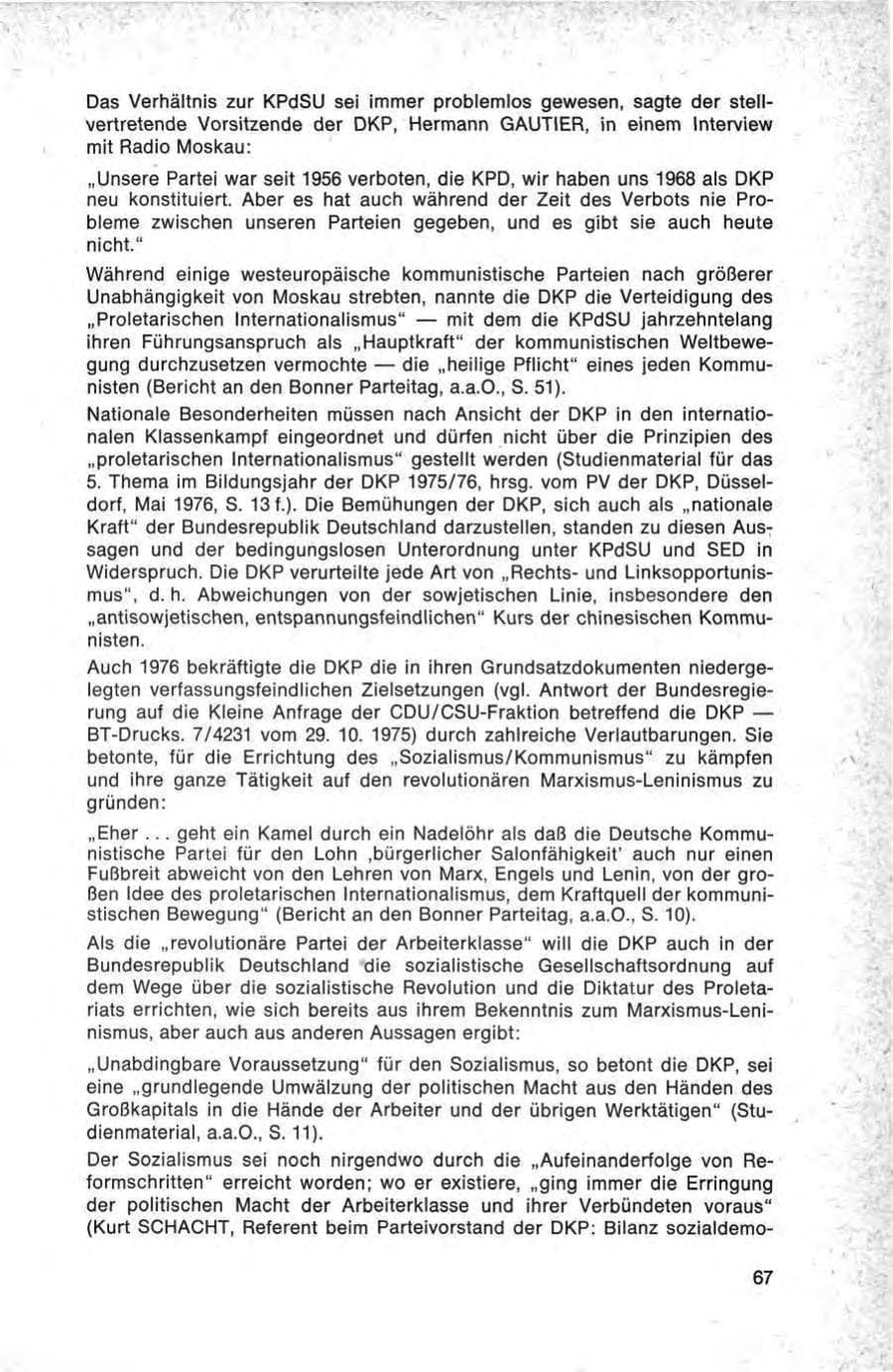 Seite 67 des Verfassungsschutzbericht 1976 Bund