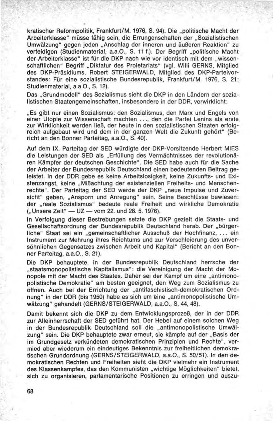 Seite 68 des Verfassungsschutzbericht 1976 Bund