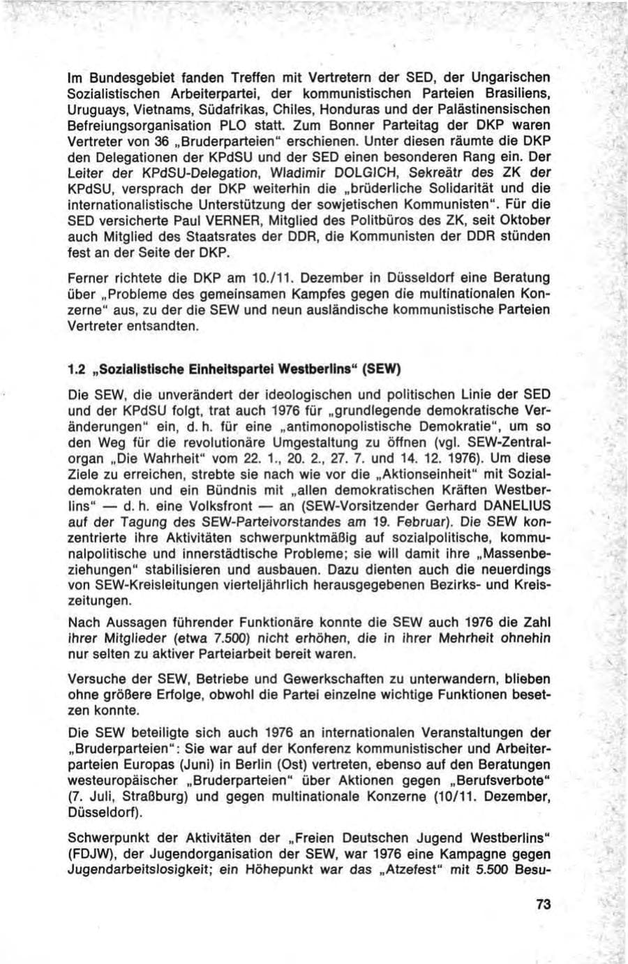 Seite 73 des Verfassungsschutzbericht 1976 Bund
