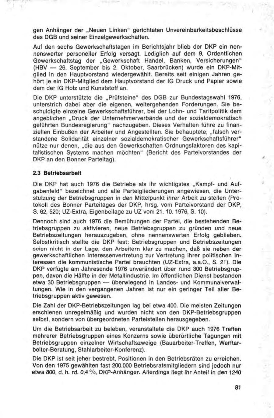 Seite 81 des Verfassungsschutzbericht 1976 Bund