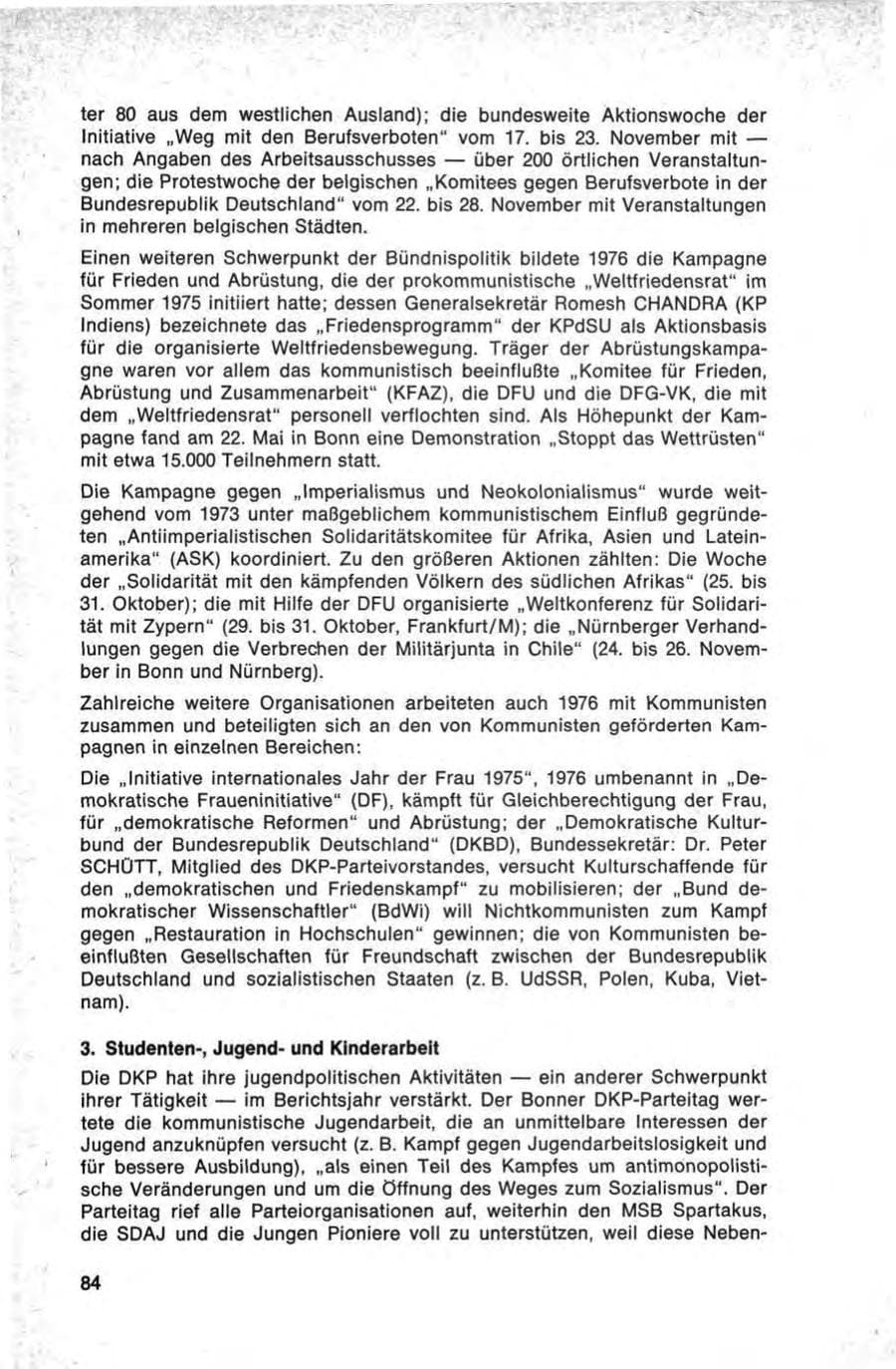 Seite 84 des Verfassungsschutzbericht 1976 Bund