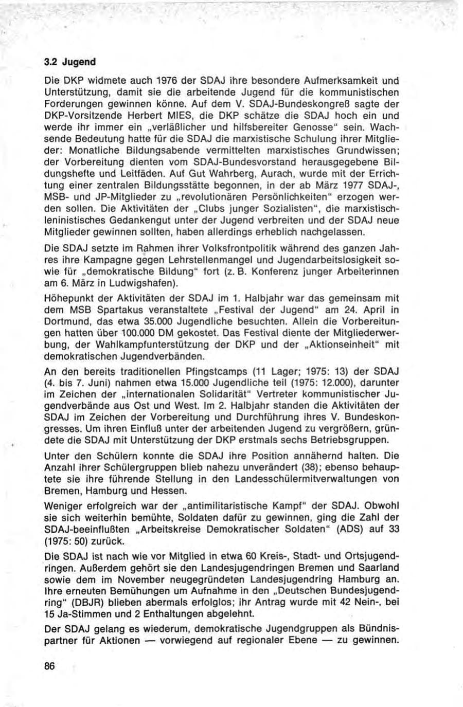 Seite 86 des Verfassungsschutzbericht 1976 Bund