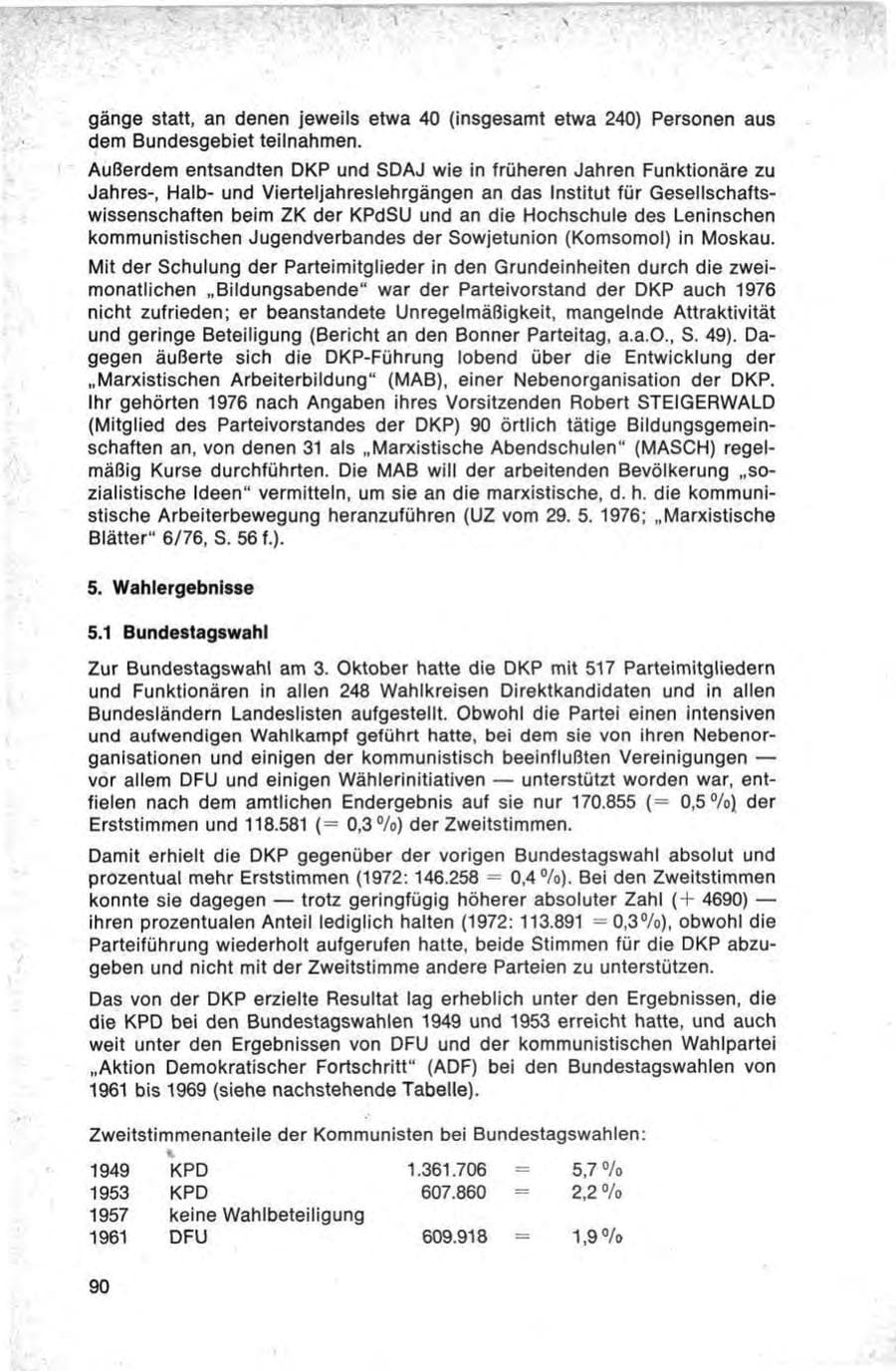 Seite 90 des Verfassungsschutzbericht 1976 Bund