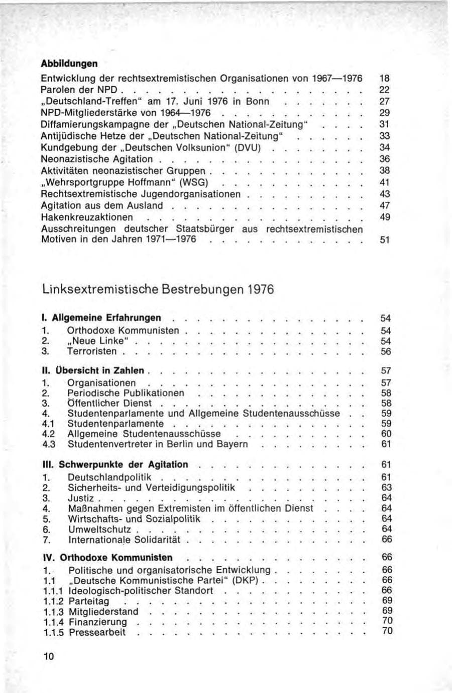 Seite 10 des Verfassungsschutzbericht 1976 Bund