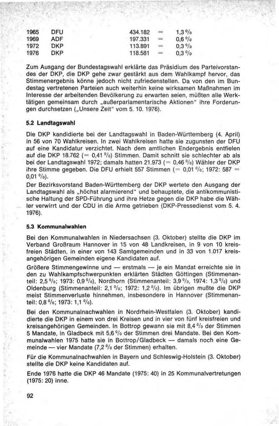 Seite 92 des Verfassungsschutzbericht 1976 Bund