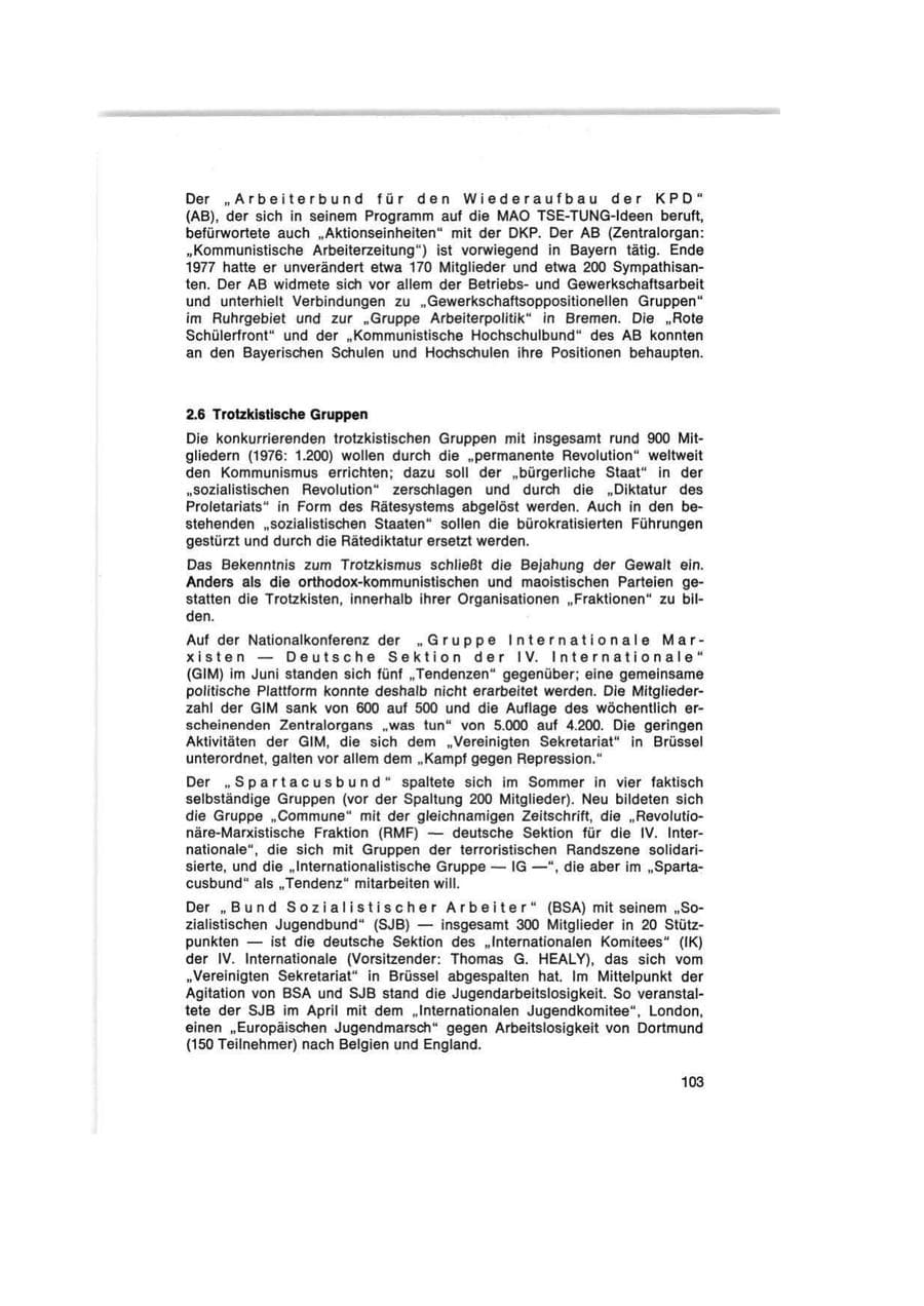 Seite 103 des Verfassungsschutzbericht 1977 Bund