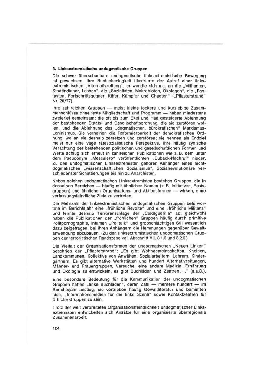 Seite 104 des Verfassungsschutzbericht 1977 Bund