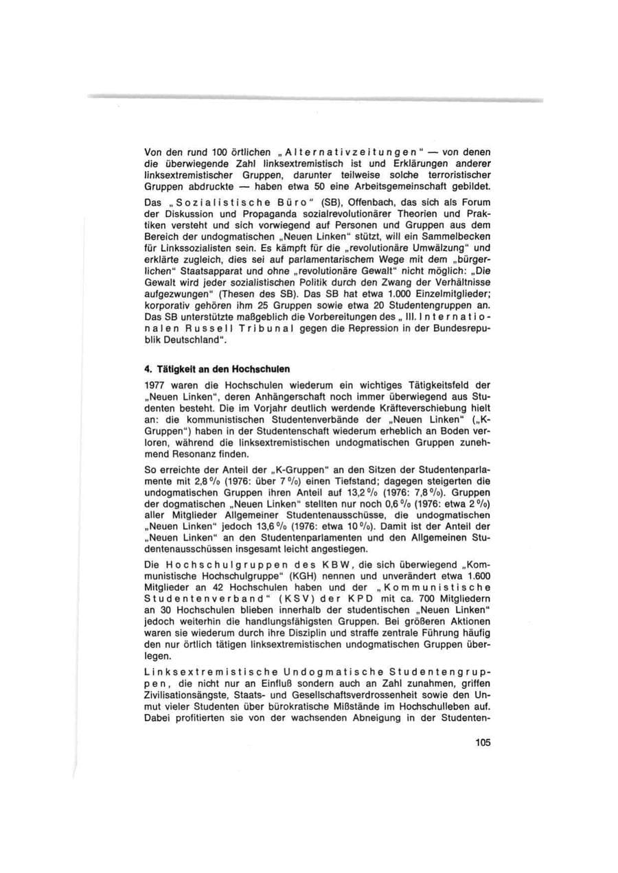 Seite 105 des Verfassungsschutzbericht 1977 Bund