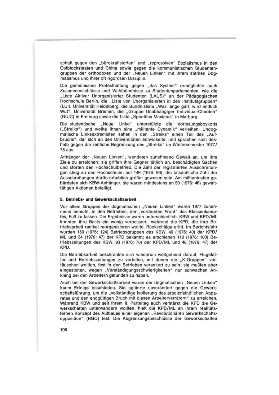 Seite 106 des Verfassungsschutzbericht 1977 Bund
